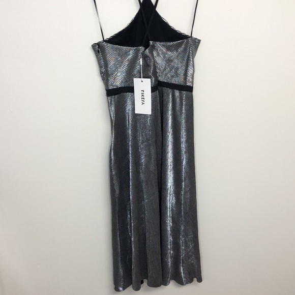 Likely Pewter Silver Metallic Cocktail Halter Dress Size 4 - Picture 6 of 9